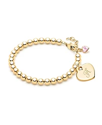 Tiny Blessings Girls' 14K Gold 4mm Beads & Diamond Initial 6.25" Bracelet - Children