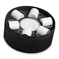 L'Objet Soie Tresse Platinum Espresso Cup & Saucer Gift Box
