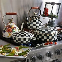 Courtly Check Enamel 3 Qt. Tea Kettle with Bird