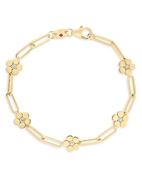 Roberto Coin 18K Yellow Gold Daisy Diamond Paperclip Chain Bracelet - Exclusive