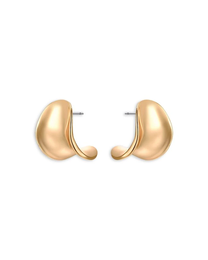 Curved Stud Earrings in 18K Gold Plated or Rhodium Plated