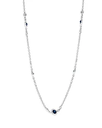 Precious Stone & Diamond Station Collar Necklace Collection in 14K White Gold, 18"