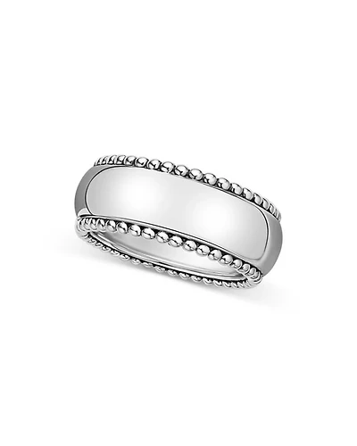 Men's Sterling Silver Anthem Polished Caviar Bead Band - Exclusive