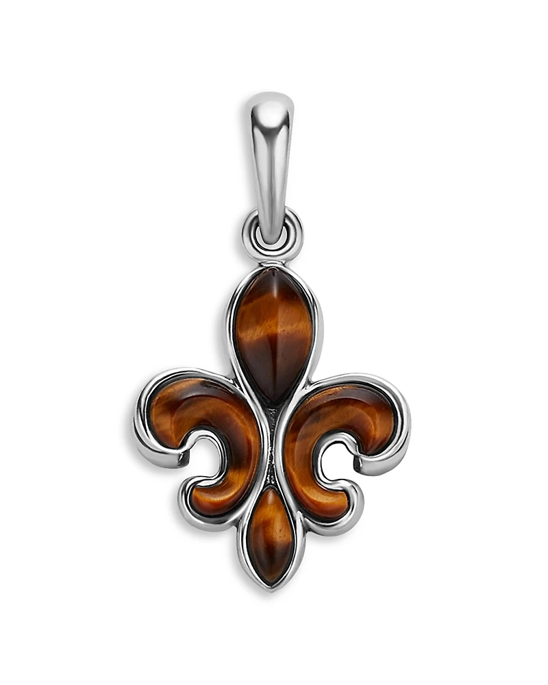 Lagos Men's Sterling Silver Anthem Tiger Eye Fleur de Lis Pendant - Exclusive