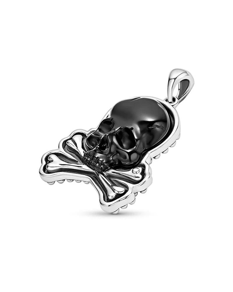 Men's Sterling Silver Anthem Black Agate Skull & Crossbone Pendant - Exclusive
