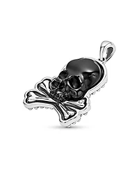 Men's Sterling Silver Anthem Black Agate Skull & Crossbone Pendant - Exclusive
