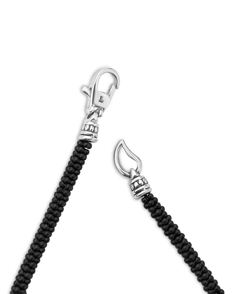 Men's Sterling Silver Anthem Black Beaded Bracelet - Exclusive