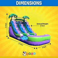 Inflatable Water Slide (Without Blower) - 21' x 9' x 12' Foot Backyard Inflatable Slide for Summer Fun - Slide with Water Pool for Kids