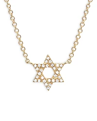 Ef Collection 14K Yellow Gold Diamond Star of David Pendant Necklace, 16-18
