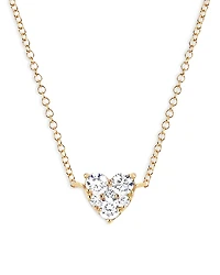 Ef Collection 14K Yellow Gold Diamond Heart Cluster Pendant Necklace, 14-15.5