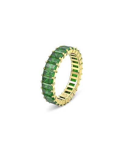 Matrix Green Baguette Crystal Stack Ring Gold Tone
