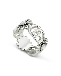 Sterling Silver Marmont Mother of Pearl Flower & Interlocking G Ring
