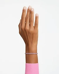 Matrix Pink Crystal Extra Large Tennis Bracelet in Rhodium Plated