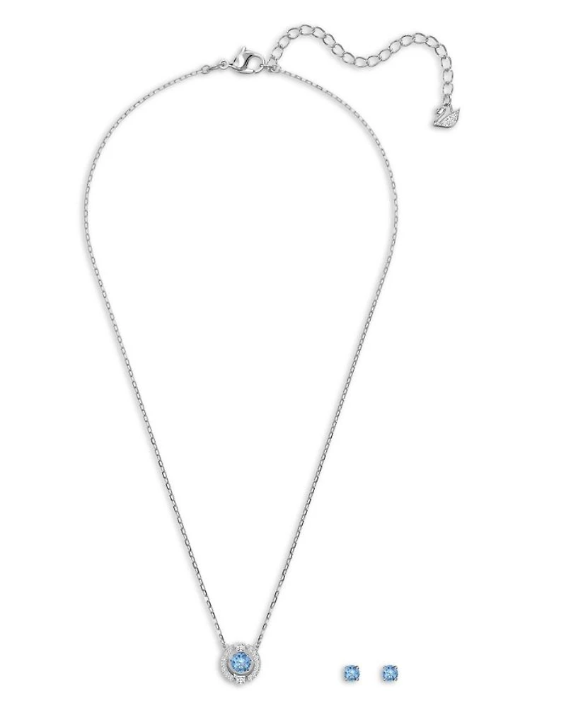 Una Pavé Pendant Necklace & Stud Earrings Set