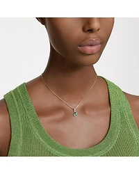 Chroma Green Pear Cut Pendant Necklace in Gold Tone, 15"-16.5"