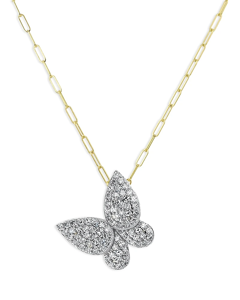 Phillips House Rhodium & 14K Yellow Gold Diamond Medium Butterfly Necklace, 16-18