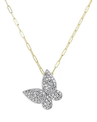 Phillips House Rhodium & 14K Yellow Gold Diamond Medium Butterfly Necklace, 16-18
