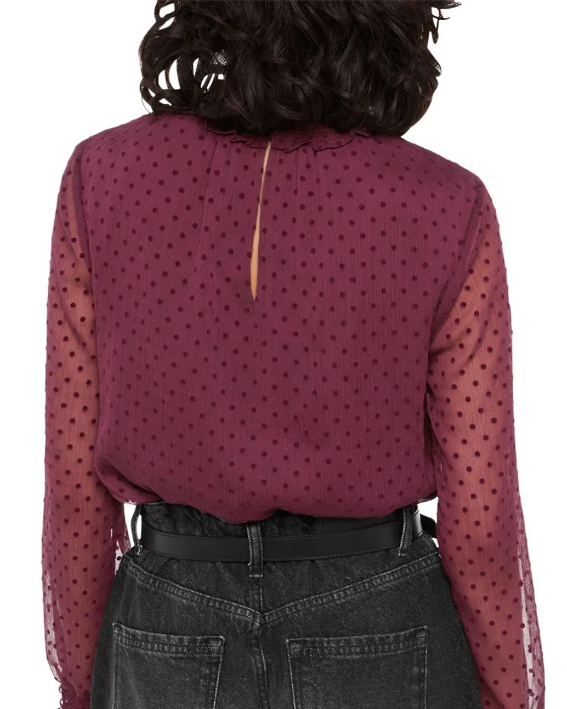 Dobby Velvet Shirred Top