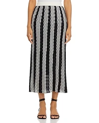 Pointelle Intarsia Knit Midi Skirt
