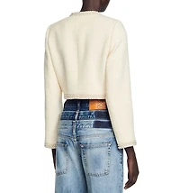 Bead Trim Cropped Tweed Jacket