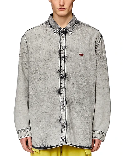 Diesel Flaim Snap Front Padded Denim Shirt