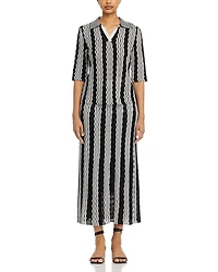 Pointelle Intarsia Knit Midi Skirt