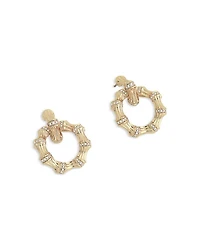 Sculpted Bamboo Double Hoop Earrings in 18K Gold Plated