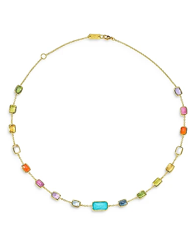 Ippolita 18K Yellow Gold Rock Candy Multi Gemstone Summer Rainbow Link Collar Necklace, 20