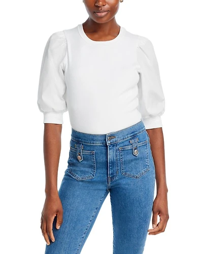 Puff Sleeve Crewneck Cotton Tee