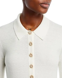 Sterling Jewel Button Collared Sweater