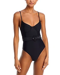 Simkhai Noa Belted Bustier One Piece Swimsuit