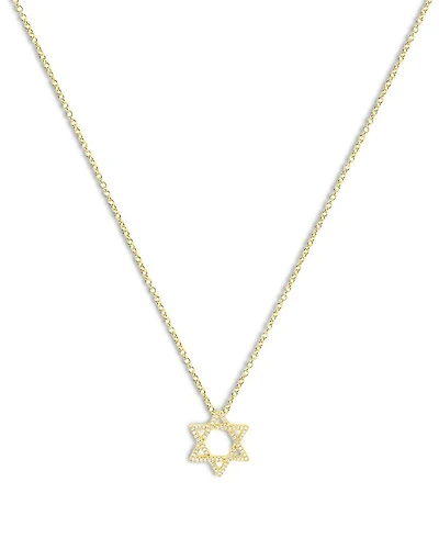 14K Gold Diamond Star of David Pendant Necklace