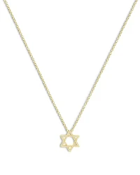 14K Gold Diamond Star of David Pendant Necklace