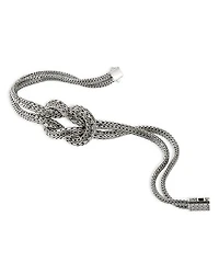 Sterling Silver Classic Chain Love Knot Double Strand Collar Necklace, 16"
