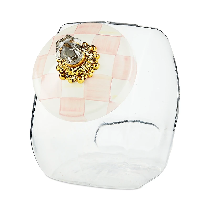 Mackenzie-Childs Cookie Jar with Rosy Check Enamel Lid