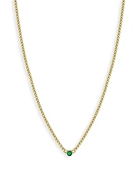 Zoe Chicco 14K Yellow Gold Emerald Solitaire Chain Choker Necklace, 14-16