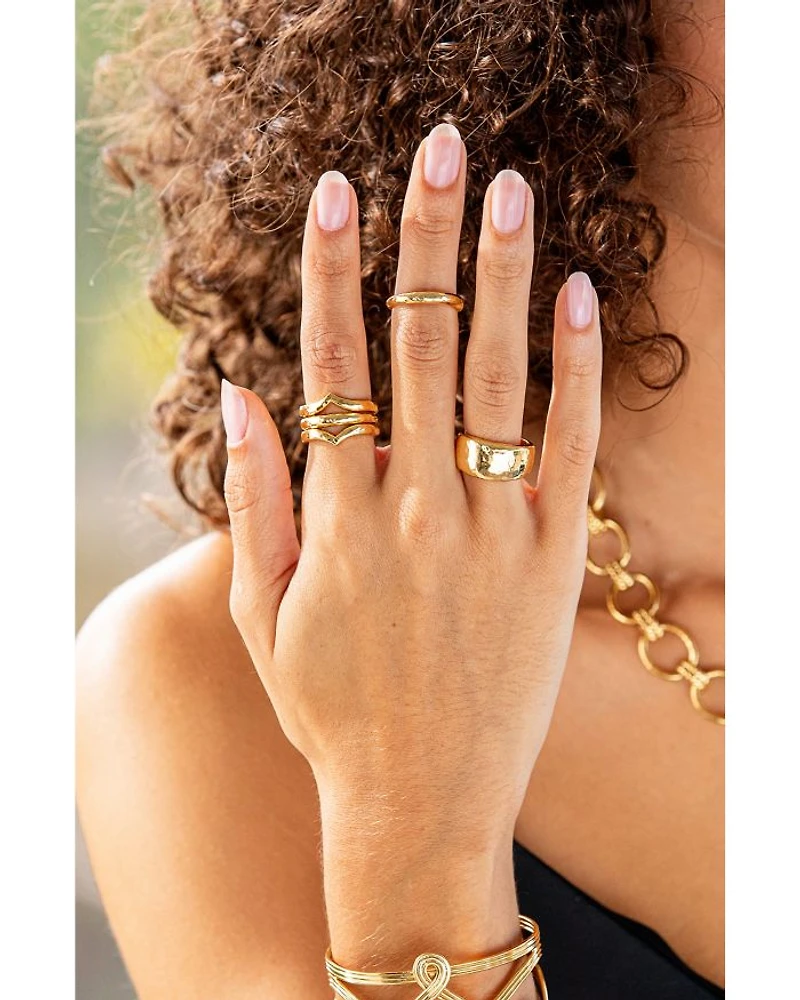 Cleopatra Slice Stacking Rings 18K Gold Plated, Set of 2