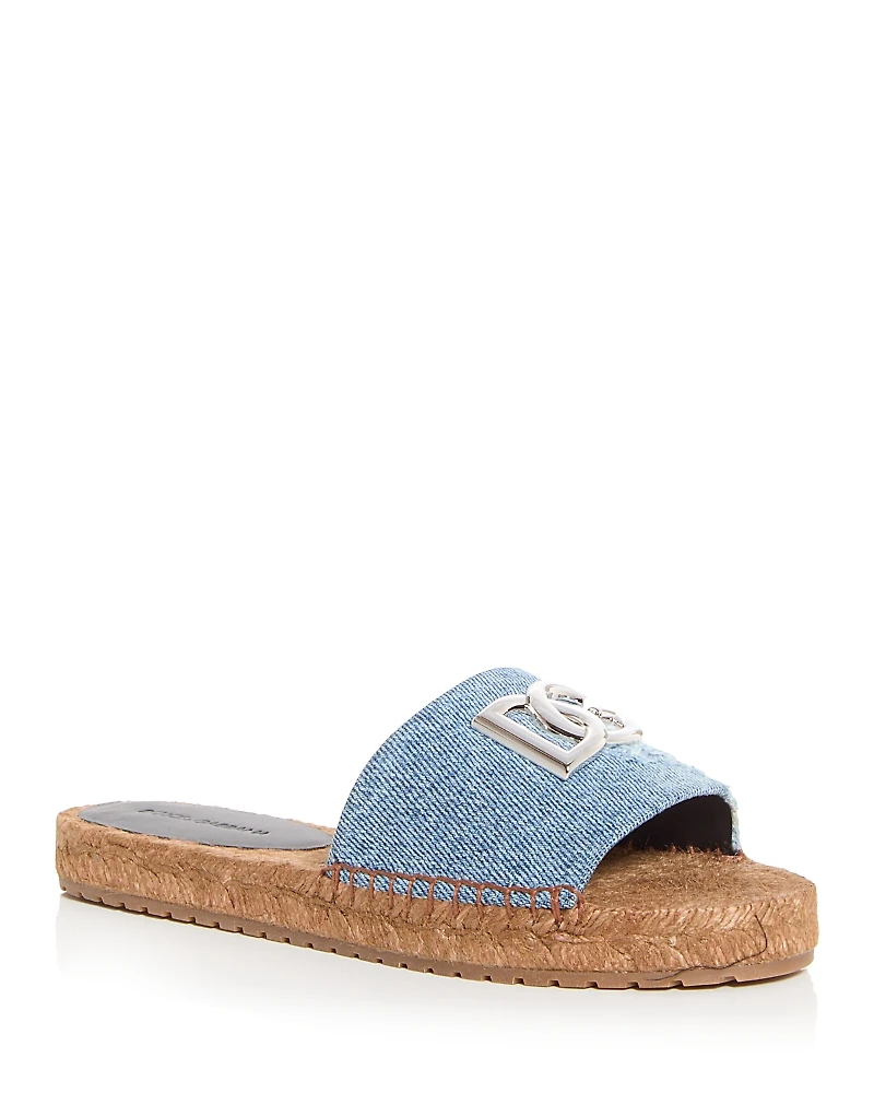 Dolce & Gabbana Women's Denim Espadrille Slide Sandals