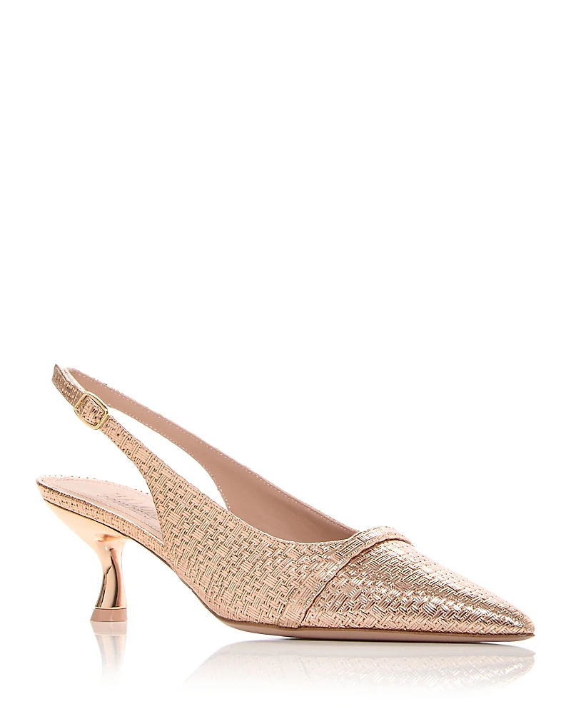 Malone Souliers Women's Jama Embossed Slingback Kitten Heel Pumps