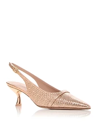 Malone Souliers Women's Jama Embossed Slingback Kitten Heel Pumps