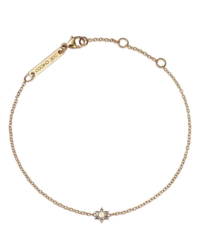 Zoe Chicco 14K Yellow Gold Itty Bitty Symbols Star of David Disc Chain Bracelet