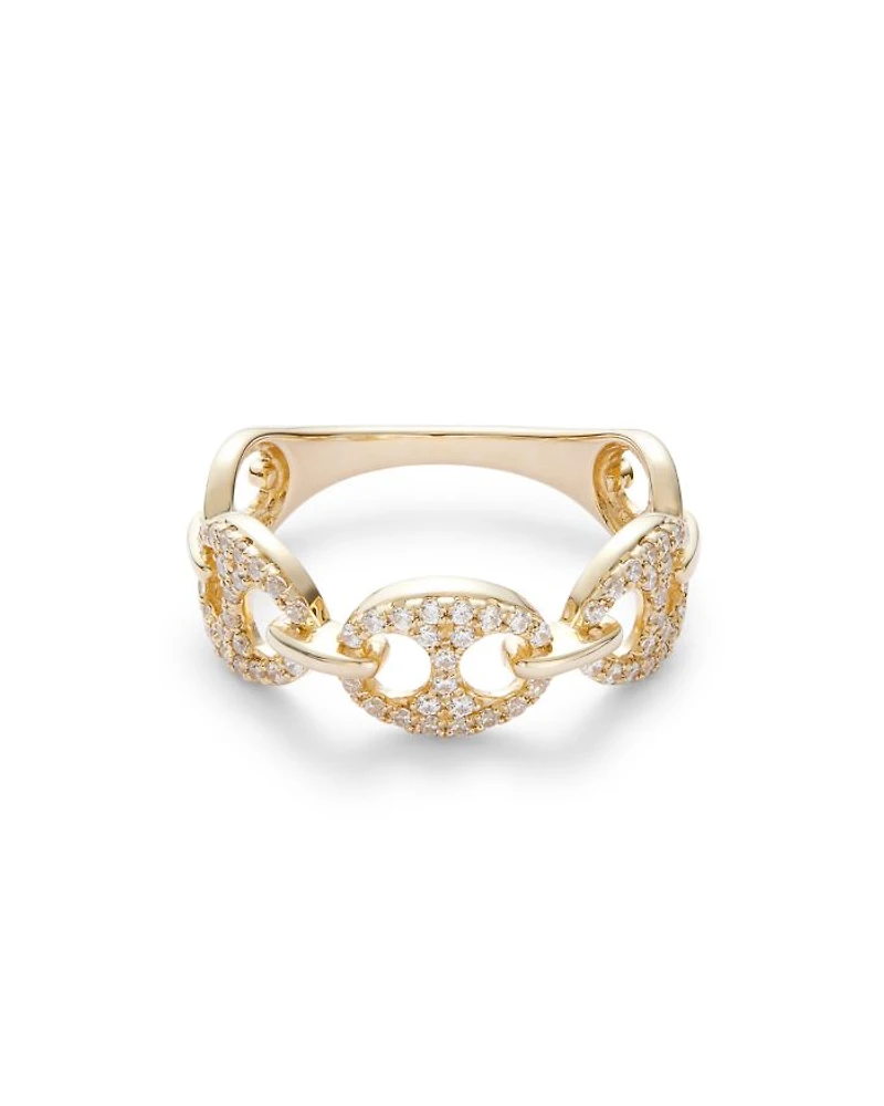 Diamond Pavé Mariner Link Ring 14K Yellow Gold, 0.30 tcw