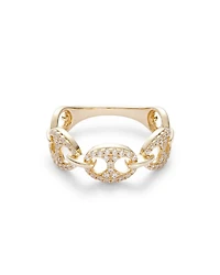 Diamond Pavé Mariner Link Ring 14K Yellow Gold, 0.30 tcw