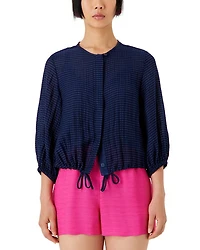 Seersucker Drawstring Hem Jacket