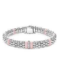 Lagos Sterling Silver Pink Caviar Diamond & Pink Ceramic Bead Link Bracelet