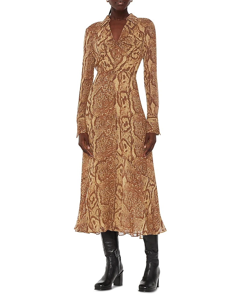 Whistles Serpent Print Midi Dress