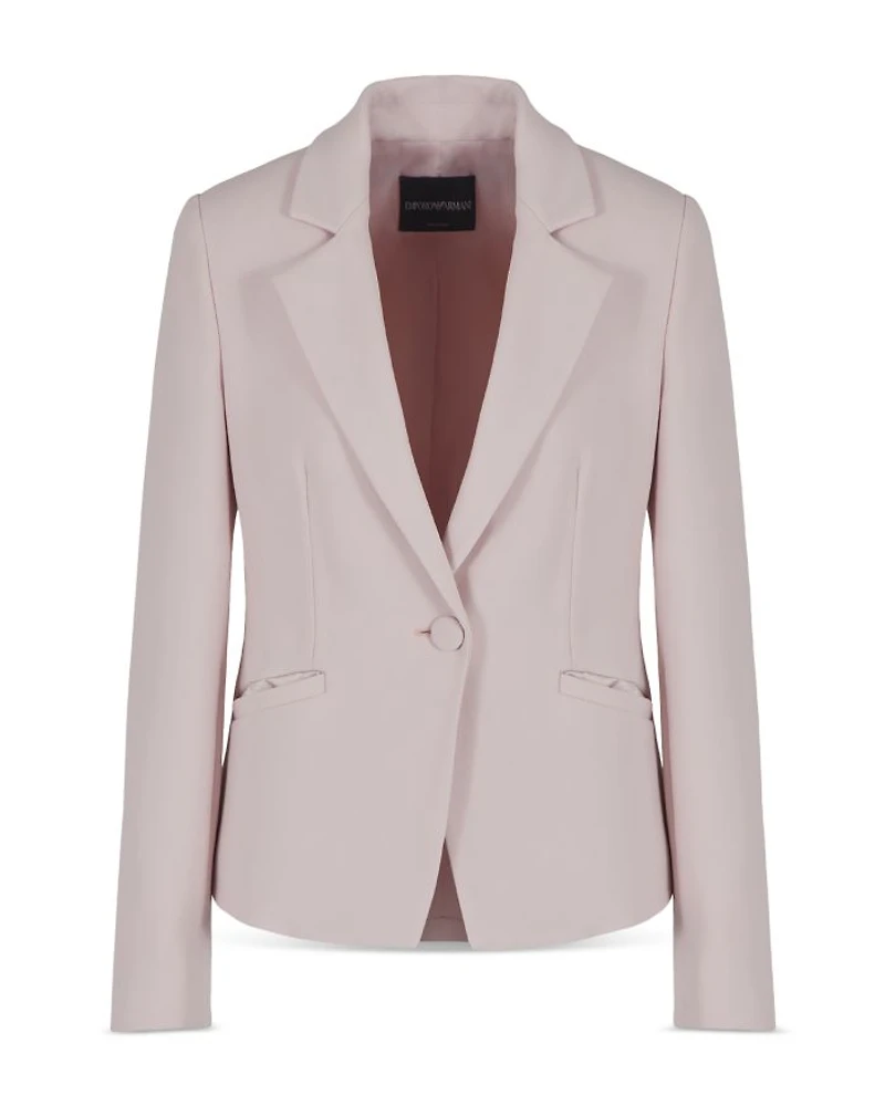 One Button Crepe Blazer