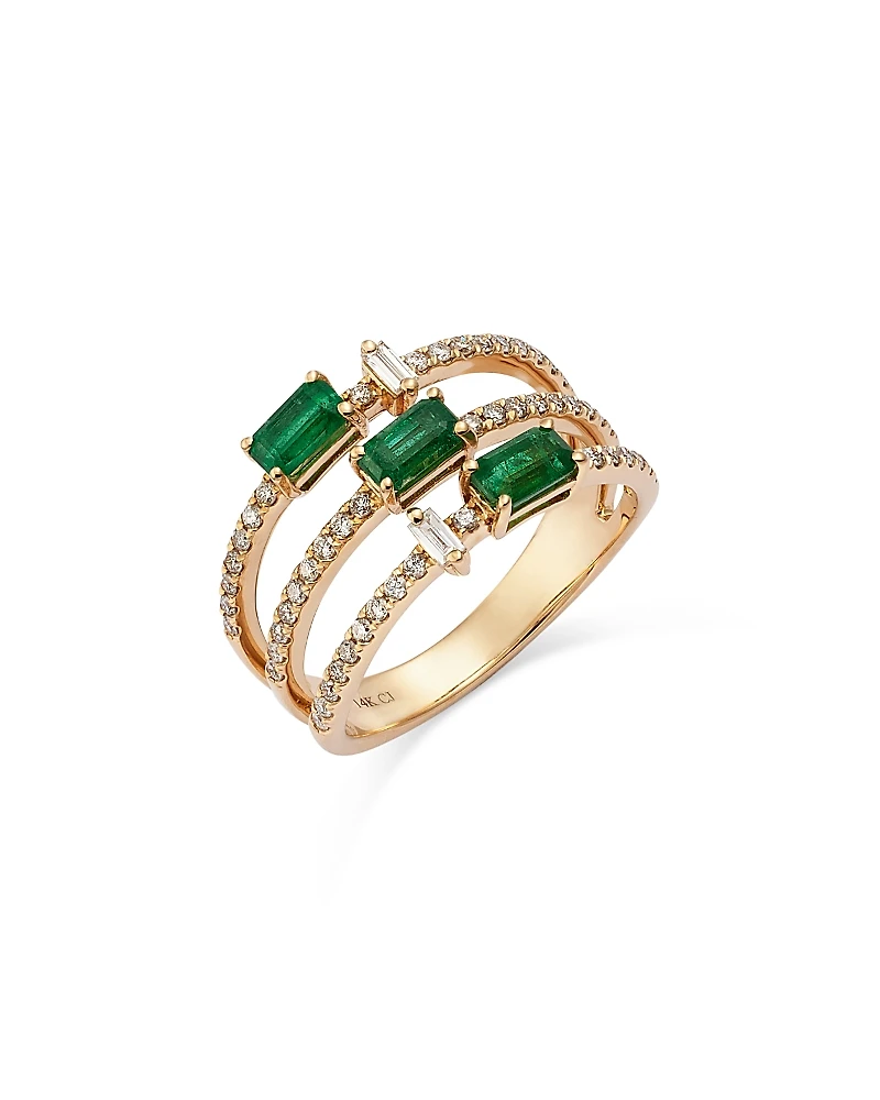 Bloomingdale's Fine Collection Emerald & Diamond Triple Row Statement Ring