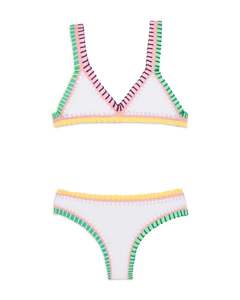 Girls' Rainbow Embroidered Two Piece Swimsuit - Little Kid, Big Kid