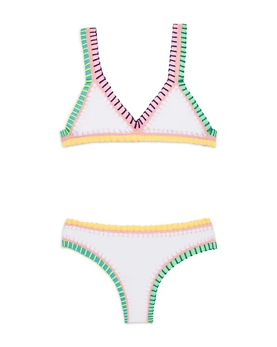 Girls' Rainbow Embroidered Two Piece Swimsuit - Little Kid, Big Kid